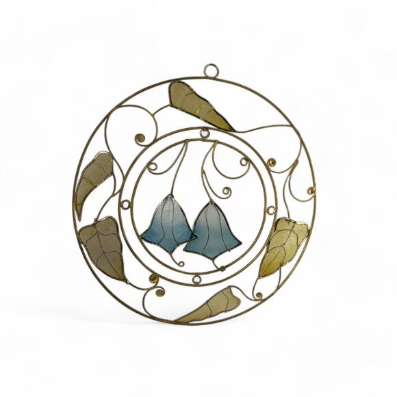 Vintage Round Capiz Shell Floral Suncatcher, 7.5" Hanging Decor - Picture 1 of 10